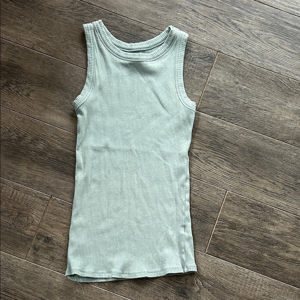 Blue green Ribbed Tank Top